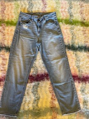 American Eagle Outfitters Light Blue High-Rise Straight Ankle Jeans